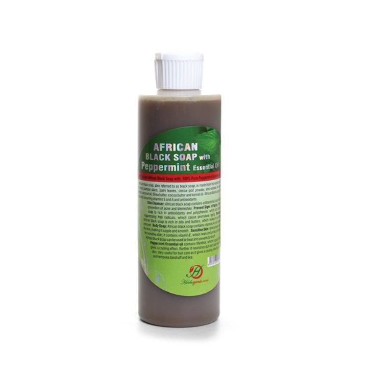 African Black Soap with Peppermint Essential Oil (8oz)