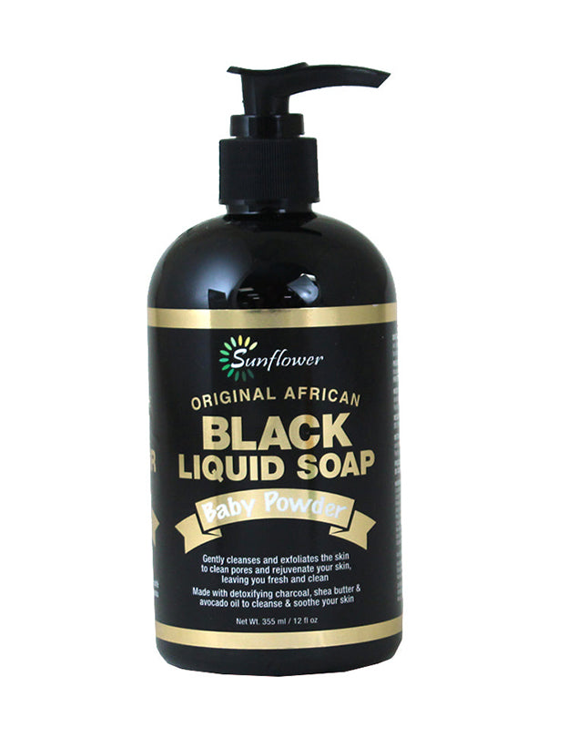 Liquid Black Soap: Baby Powder - 12 oz