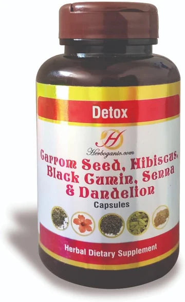 Detox Capsules 60 ct: Carom Seed, Hibiscus, Black Cumin, Senna, Dandelion