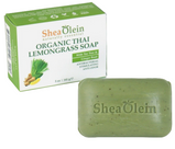 Shea Olein Organic Thai Lemongrass Soap with packaging on a white background