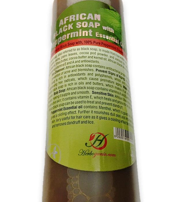 African Black Soap with Peppermint Essential Oil (8oz)