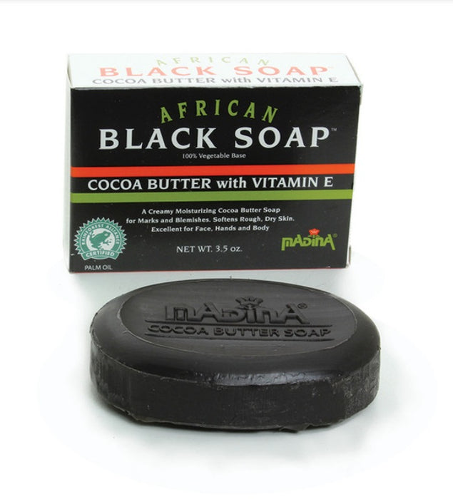 African Black Soap with Cocoa Butter & Vitamin E by Madina
